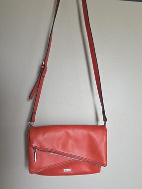 Joe's VEGAN Leather Crossbody Shoulder Bag in Coral Red